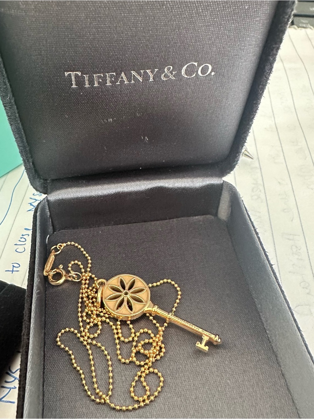 Tiffany & Co. Gold Floral Wheel Key Pendant Necklace - Picture 6 of 6